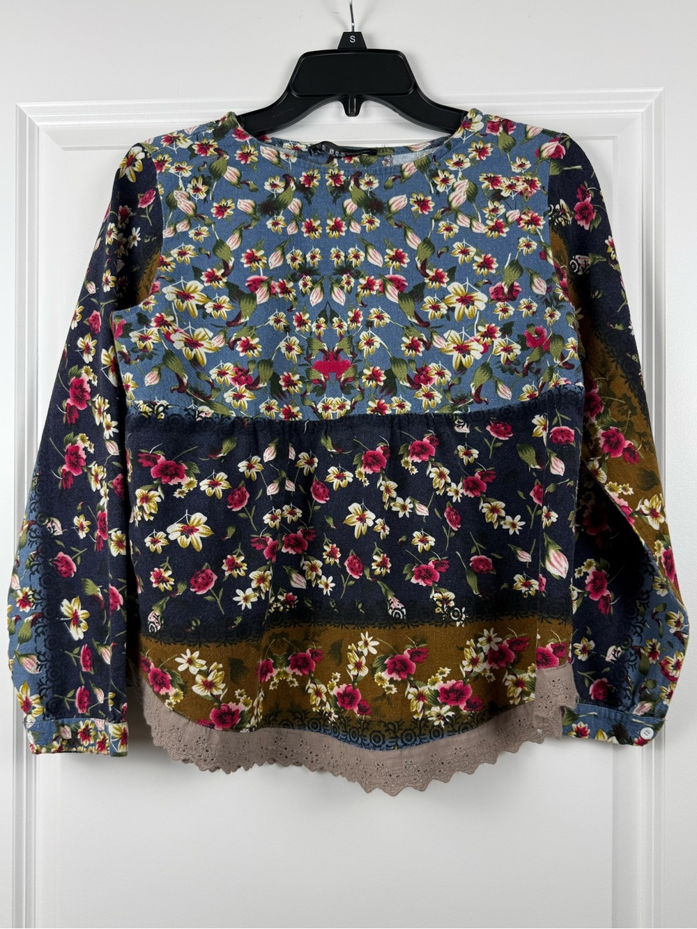 Zanzea Blue Floral Print Top with Multicolor Blooms